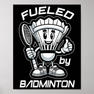 Affiche Badminton Forever Cartoon Shuttle Et Racket Graphe