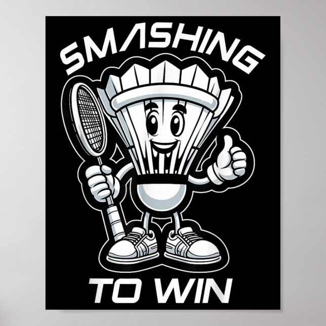 Affiche Badminton Forever Cartoon Shuttle Et Racket Graphe (Devant)