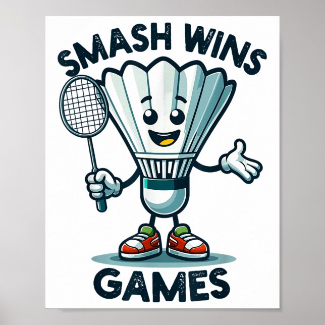 Affiche Badminton Forever Cartoon Shuttle Et Racket Graphe (Devant)