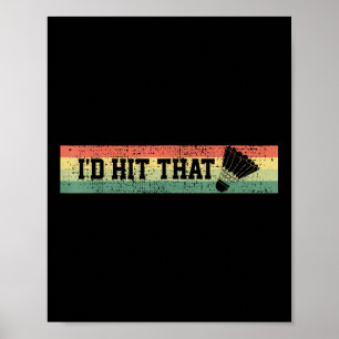 Affiche Badminton Funny Player Cadeau Tee Vintage Retro St