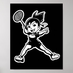 Affiche Badminton Girl Comic Shutter Player