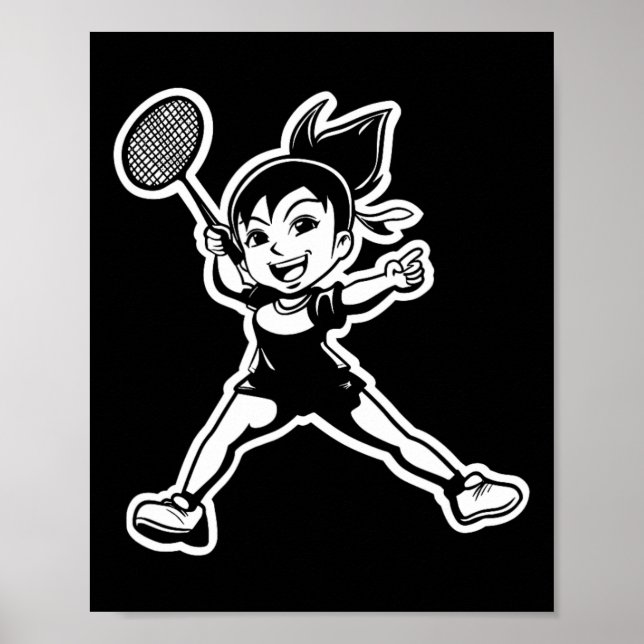 Affiche Badminton Girl Comic Shutter Player (Devant)
