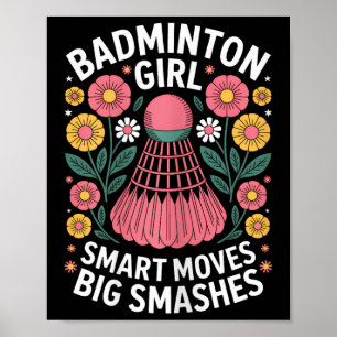 Affiche Badminton Girl Shuttle Funny Badminton