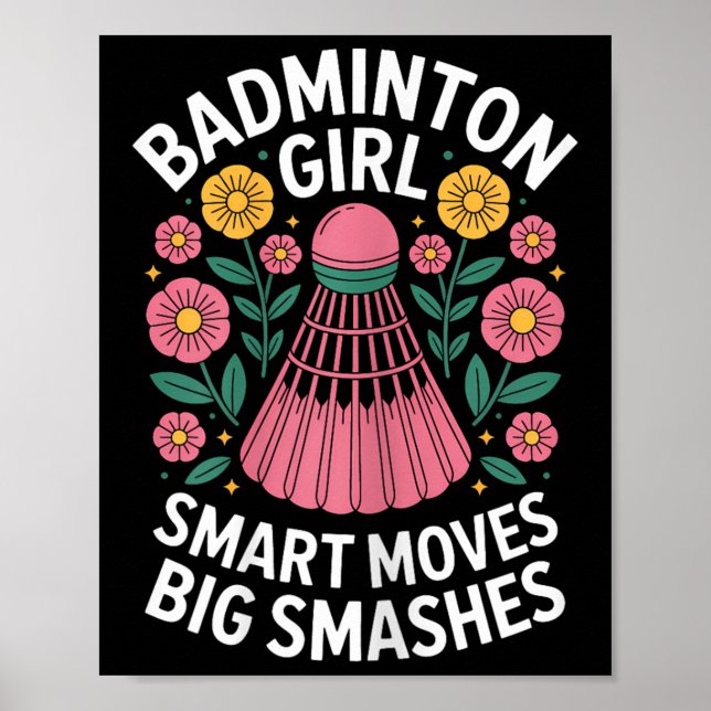 Affiche Badminton Girl Shuttle Funny Badminton (Devant)