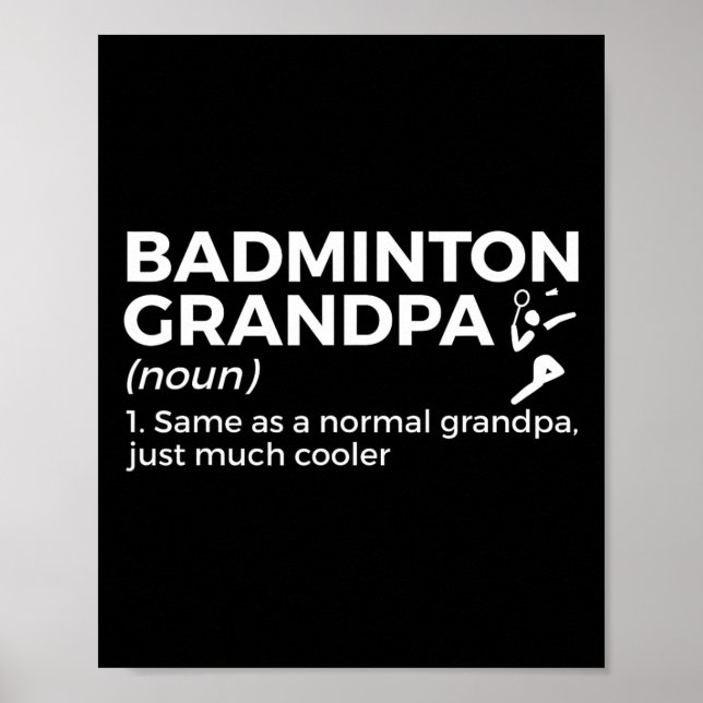 Affiche Badminton Grandpa Définition Drôle Badminton Playe (Devant)