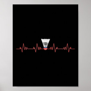 Affiche Badminton Heartbeat Avec Navette Pour Badminton