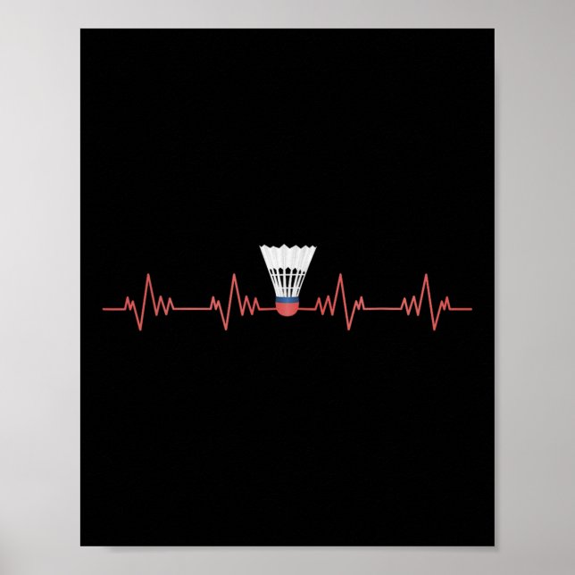 Affiche Badminton Heartbeat Avec Navette Pour Badminton (Devant)