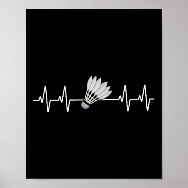 Affiche Badminton Heartbeat Pulse Love Badminton Players (Devant)