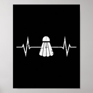 Affiche Badminton Heartbeat T Shirt Grunge Joueur Cadeau C