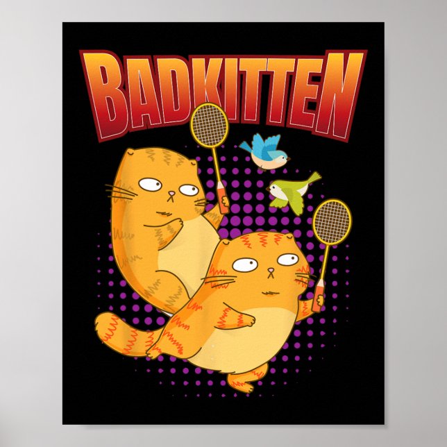 Affiche Badminton I Badkitten Cat I Badminton Racket Shutt (Devant)