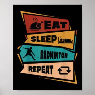 Affiche Badminton Jeu Répéter Shuttle Retro Badminton Joue