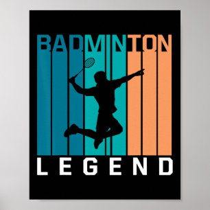 Affiche Badminton Legend Joueur Badminton Navette Sports S