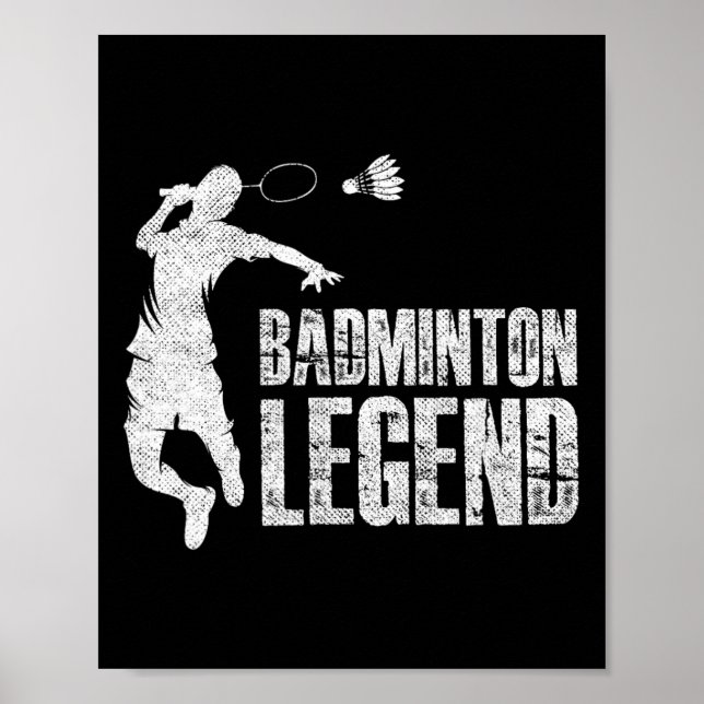 Affiche Badminton Legend Racket Shuttle Joueur Badminton (Devant)