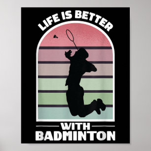 Affiche Badminton Life Funny Shutting Retro Jeu