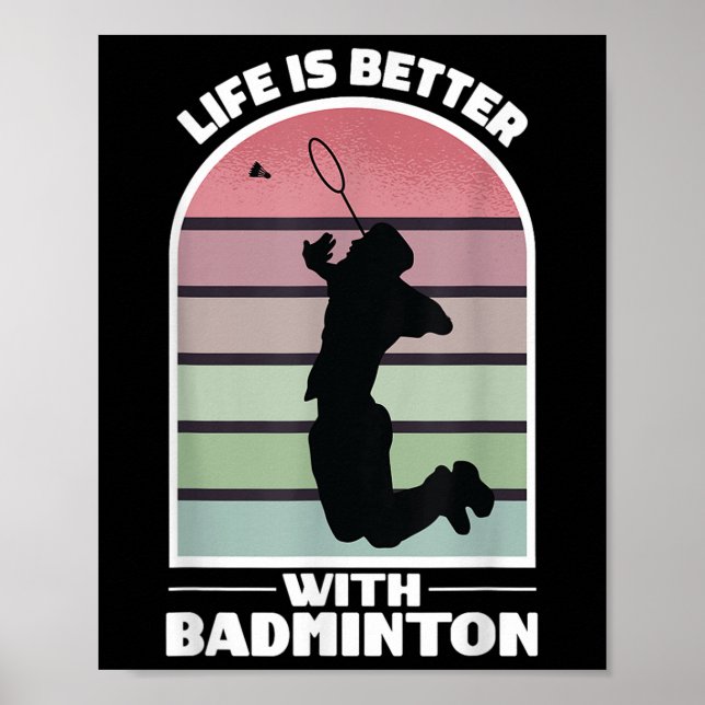 Affiche Badminton Life Funny Shuttle Retro Game  (Devant)
