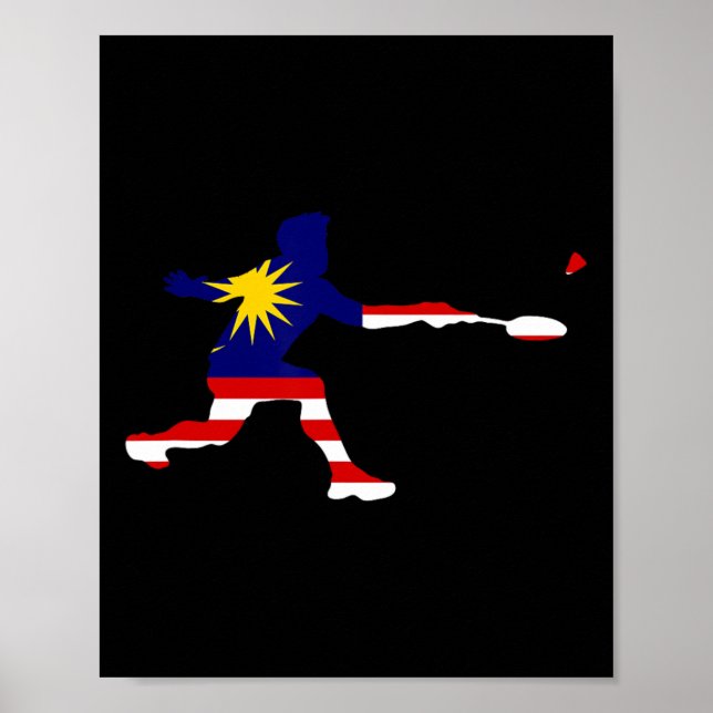 Affiche Badminton Malaysian Drapeau Racquet Shuttle Men Pl (Devant)