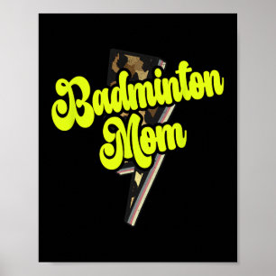 Affiche Badminton Maman Leopard Bolt Thunder Sports Vintag