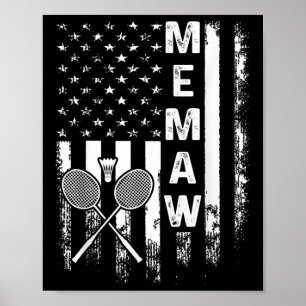 Affiche Badminton Memaw Drapeau Américain Noël Vintage Xm