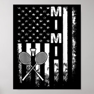Affiche Badminton Mimi Drapeau Américain Noël Vintage Xma