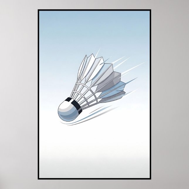 Affiche Badminton moderne Shuttlecock Mid Flight Art (Devant)