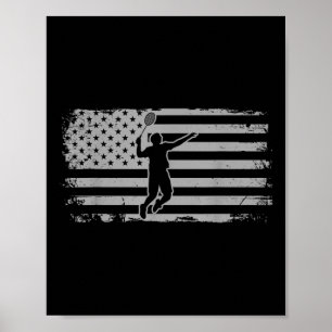 Affiche Badminton navette drapeau américain