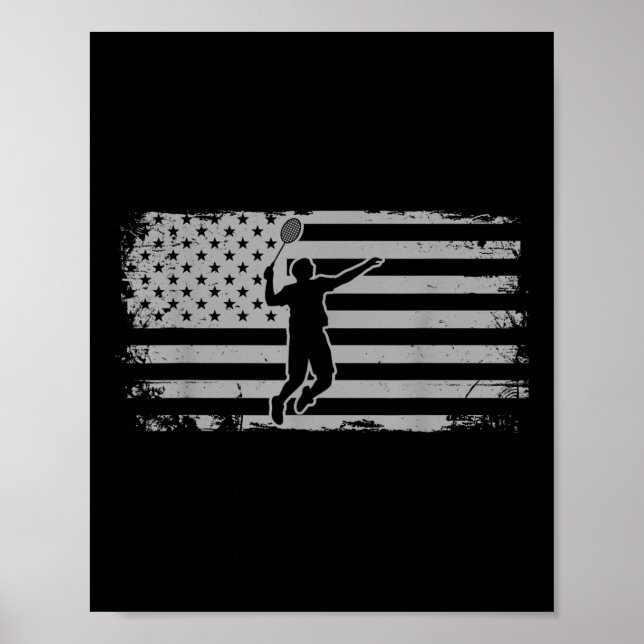 Affiche Badminton navette drapeau américain  (Devant)