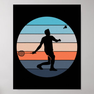 Affiche Badminton Player Racquet Sport Navette Retro Vinta