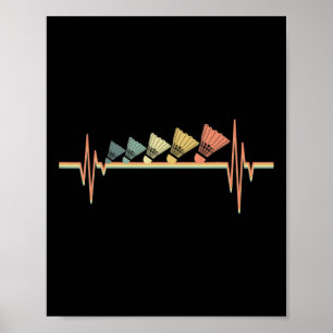 Affiche Badminton Player Retro Heartbeat - Badminton Sport