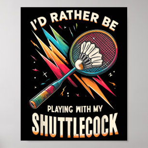Affiche Badminton Player Shutt Racket Badmintoner