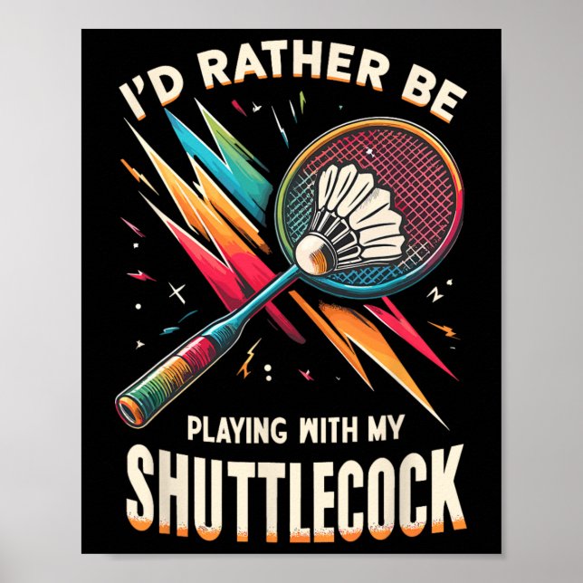 Affiche Badminton Player Shutt Racket Badmintoner (Devant)