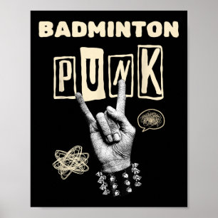 Affiche Badminton Punk Rock N Roll Racket Shutette Sport
