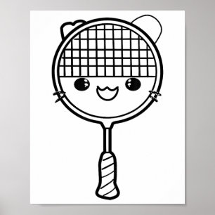 Affiche Badminton Racket Cartoon Look Shuttle Jeu