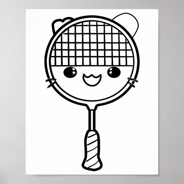 Affiche Badminton Racket Cartoon Look Shuttle Jeu (Devant)