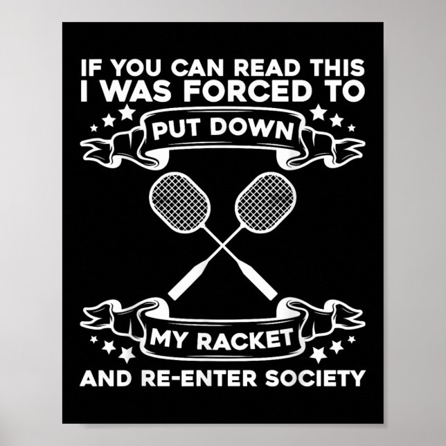 Affiche Badminton Racket - Funny Badminton Player  (Devant)