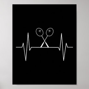 Affiche Badminton Racket Heartbeat Joueur Badminton, Arrêt