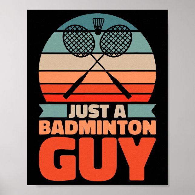 Affiche Badminton Rétro - Navette Vintage Juste Un Badmint (Devant)