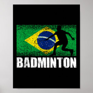 Affiche Badminton Sport, Drapeau Rétro Brésil, Brésilien