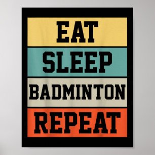 Affiche Badminton Sport Player Retro Funny Cadeau