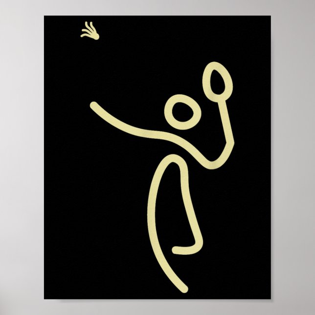 Affiche Badminton Stick Man – Idée Cadeau Volant  (Devant)