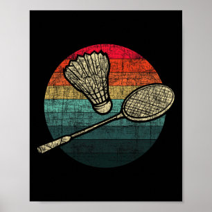 Affiche Badminton Sunset Retro - Athlètes Birdie Shuttle