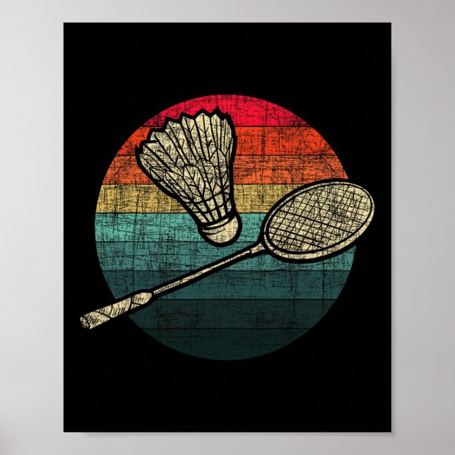 Affiche Badminton Sunset Retro - Athlètes Birdie Shuttle (Devant)