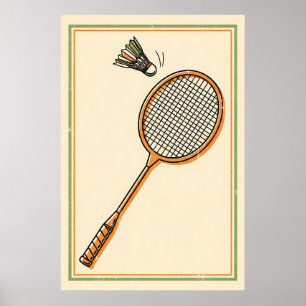 Affiche Badminton vintage - Retro Racket Art