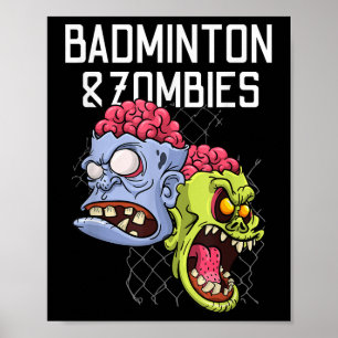 Affiche Badminton Zombies Funny Sports Game Racket Shutett