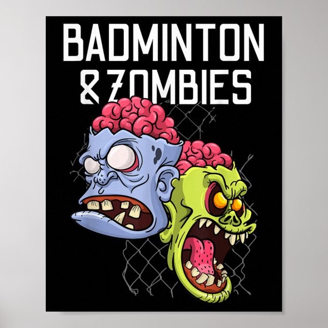 Affiche Badminton Zombies Funny Sports Game Racket Shutett (Devant)