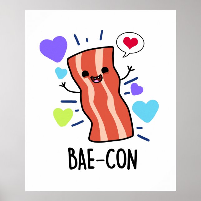 Affiche Bae-con Funny Bacon Pun (Devant)