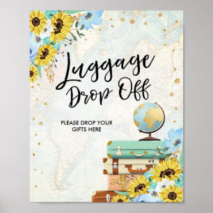 Affiche Bagages Départ Voyage Aventure Blue Sunflowers