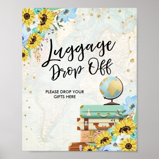 Affiche Bagages Départ Voyage Aventure Blue Sunflowers (Devant)