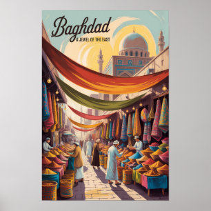 Affiche Bagdad Irak Illustration Voyage Art Rétro
