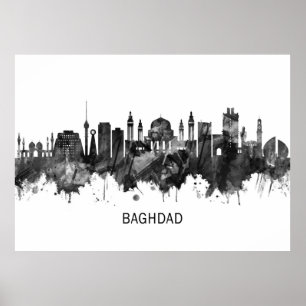 Affiche Bagdad Iraq Skyline BW