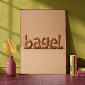 Affiche Bagel Graines Lettres Typographie Nourriture Cuisi